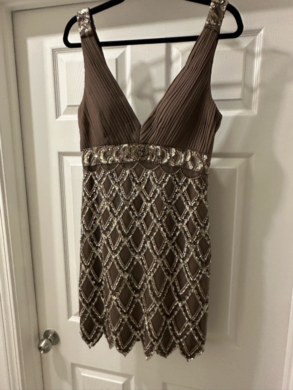Sue Wong Nocturne Beaded Mini Dress Size 8 Brown Cocktail Party